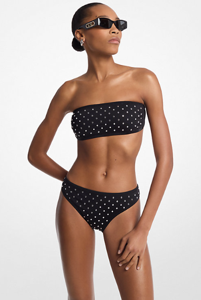 Studded Stretch Nylon Bandeau Bikini Top