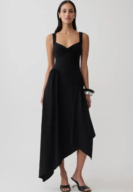 Cellini Asymmetric Hem Midi Dress