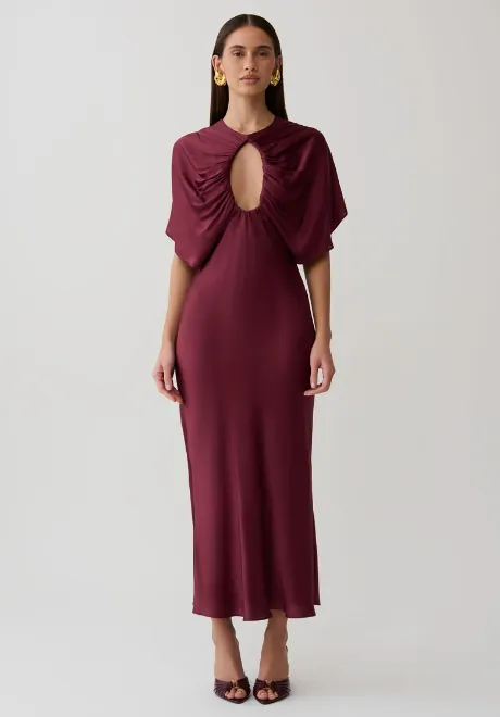 Mona Cut Out Satin Midi Dress