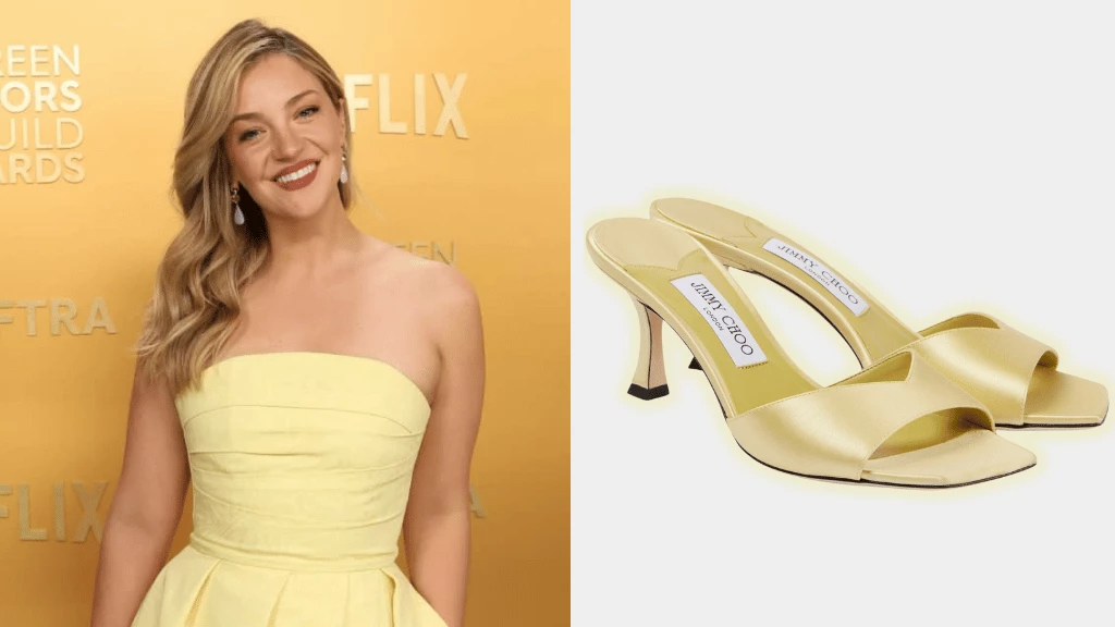 Abby Elliott Stuns in Butter-Yellow Jimmy Choo Mules at 2025 SAG Awards